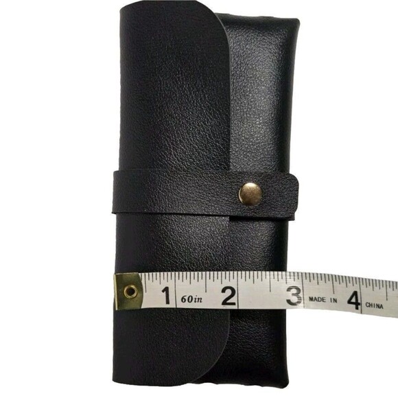 Fashion Eyeglass / Sunglass Buckle Case Snap Closure PVC Leather Faux - Black - Picture 7 of 8